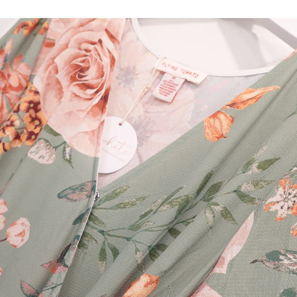 FLYING TOMATO maxi  sage floral wrap dress womans - Picture 9 of 13